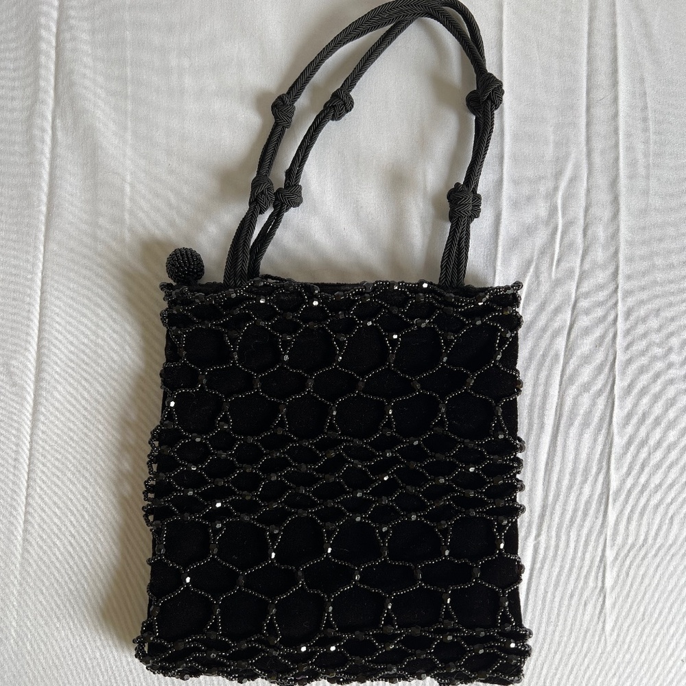 Franchi Black Beaded Evening Bag